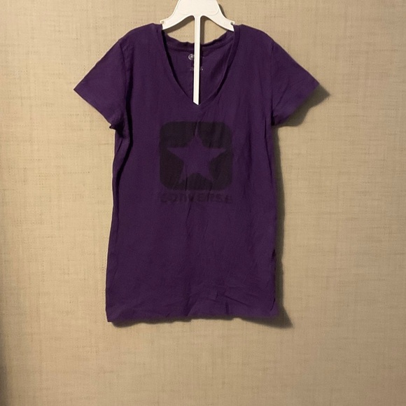 Converse V-Neck Purple Tee with Star Logo - Picture 1 of 5